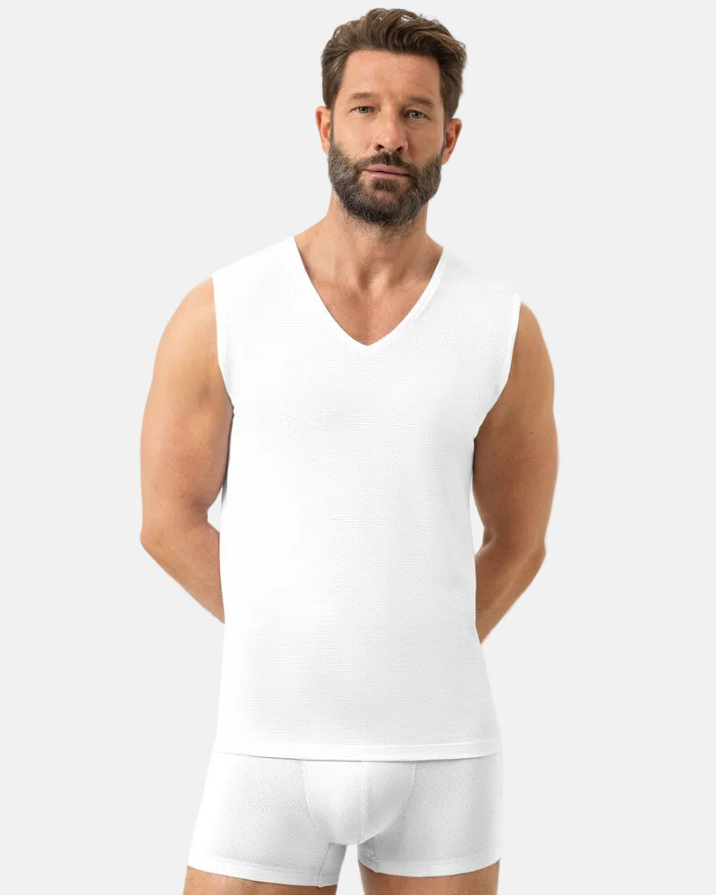 Tank shirt Undertøy herre mann, trøye Dry cotton breeze Mey, bomull hvit beige nude light skin, frilin norge
