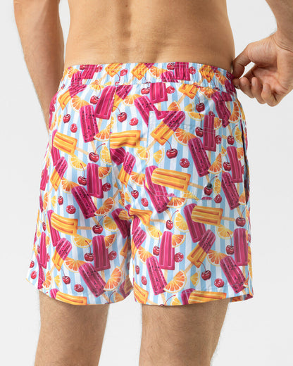 Badeshorts herre mann, badebukse swim shorts, mey popsicle paradise flerfarget mønster, frilin norge undertøy