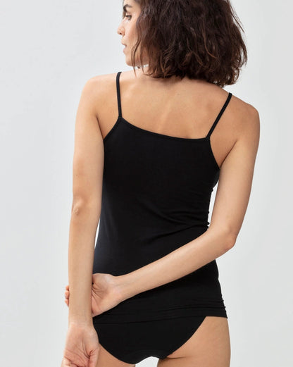 Singlet svart sort black bomull cotton organisk, superfine organic Mey, Frilin undertøy norge dame