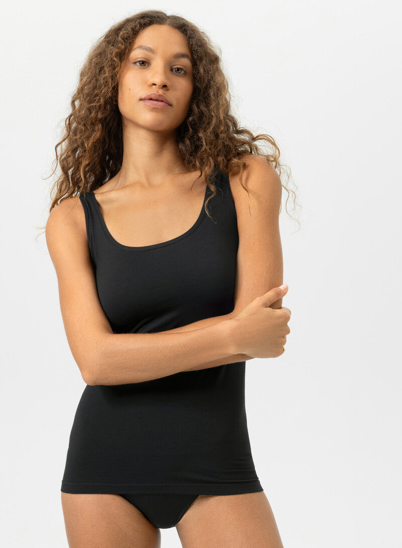 Tank topp singlet svart sort black bomull cotton organisk, superfine organic Mey, Frilin undertøy norge dame