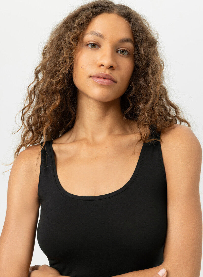 Tank topp singlet svart sort black bomull cotton organisk, superfine organic Mey, Frilin undertøy norge dame