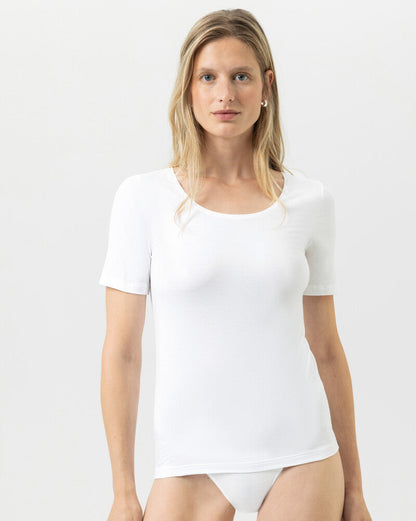 T-skjorte hvit white bomull t-shirt cotton organisk, superfine organic Mey, Frilin undertøy norge dame