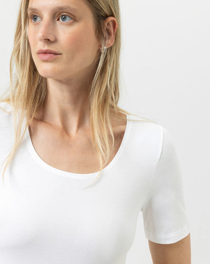 T-skjorte hvit white bomull t-shirt cotton organisk, superfine organic Mey, Frilin undertøy norge dame