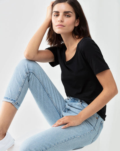 T-skjorte svart sort black bomull t-shirt cotton organisk, superfine organic Mey, Frilin undertøy norge dame