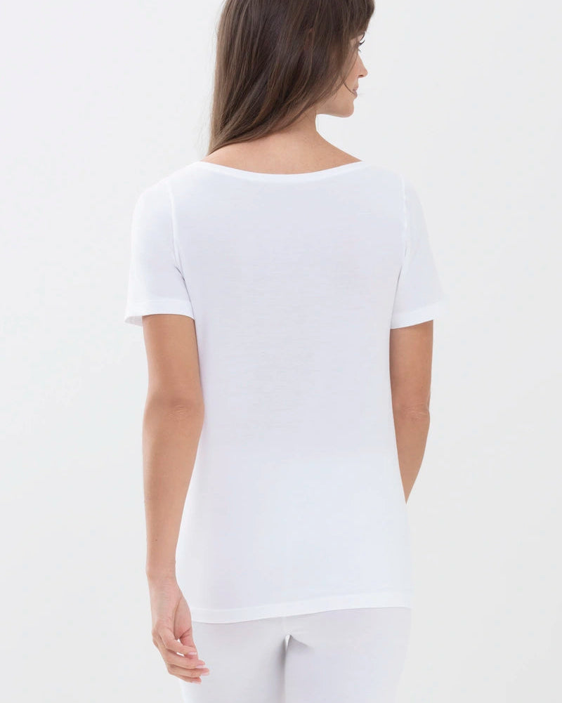 T-skjorte hvit bomull t-shirt white cotton organisk, superfine organic Mey, Frilin undertøy norge dame