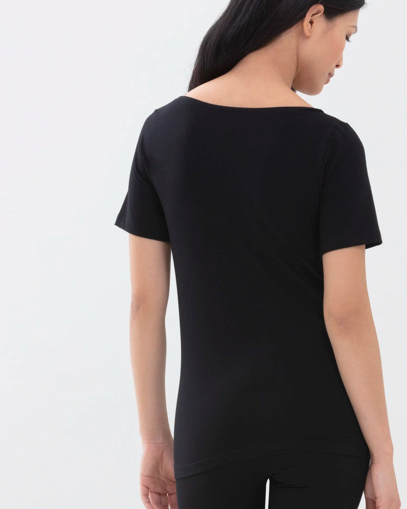 T-skjorte svart sort black bomull t-shirt cotton organisk, superfine organic Mey, Frilin undertøy norge dame