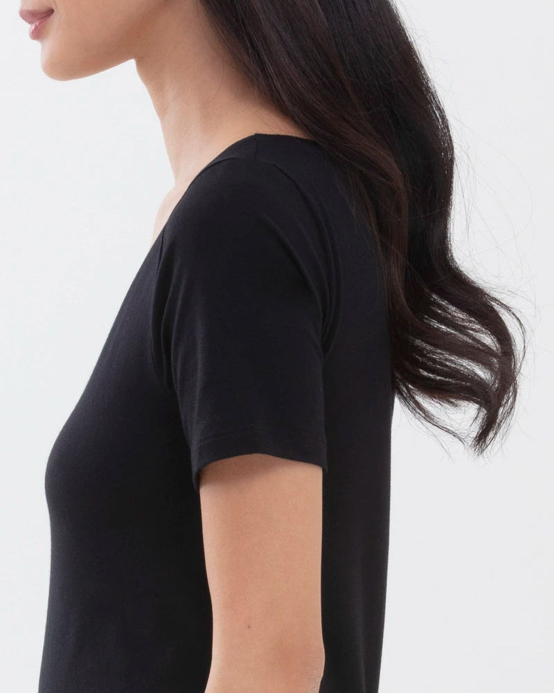 T-skjorte svart sort black bomull t-shirt cotton organisk, superfine organic Mey, Frilin undertøy norge dame