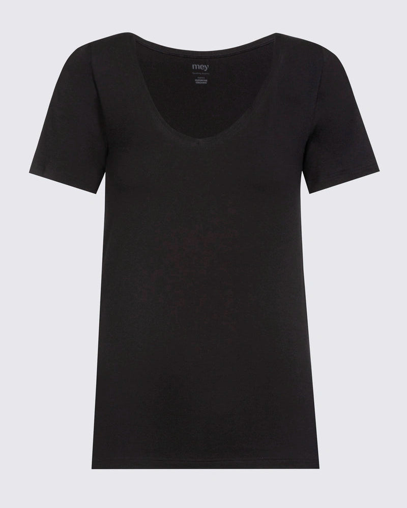 T-skjorte svart sort black bomull t-shirt cotton organisk, superfine organic Mey, Frilin undertøy norge dame