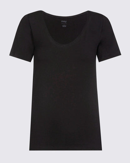 T-skjorte svart sort black bomull t-shirt cotton organisk, superfine organic Mey, Frilin undertøy norge dame