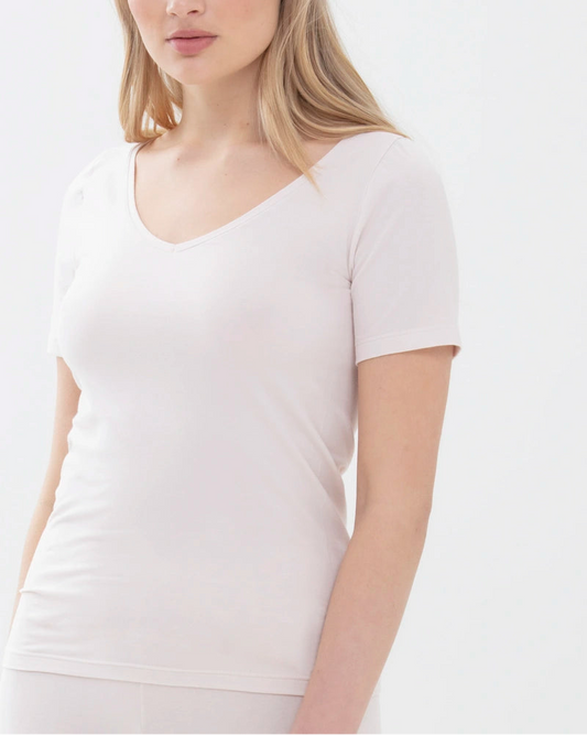 T-skjorte beige nude bomull t-shirt cotton organisk, superfine organic Mey, Frilin undertøy norge dame