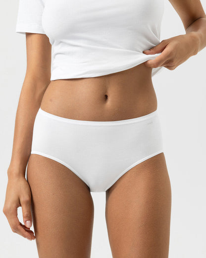 Truse høyt liv brief high waist hvit white bomull organisk, superfine organic Mey, Frilin undertøy norge dame