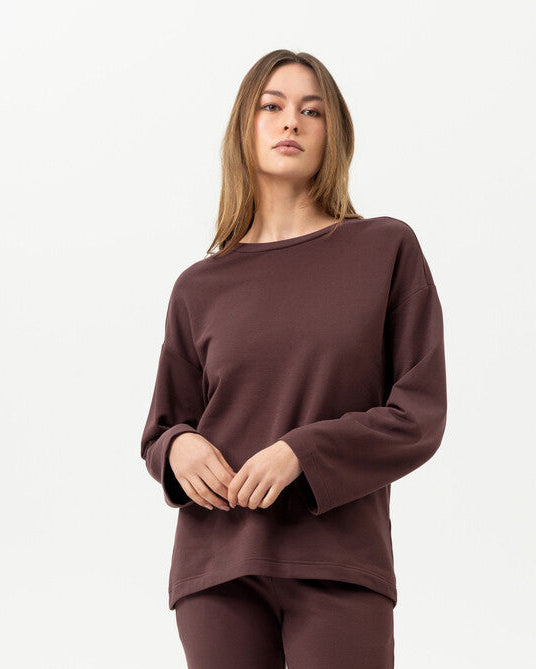 Sweatshirt genser casual relaxed loungewear Mey soulwear, Comfy Comfort bomull modal hot maroon, homewear dame norge frilin