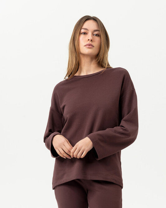 Sweatshirt genser casual relaxed loungewear Mey soulwear, Comfy Comfort bomull modal hot maroon, homewear dame norge frilin