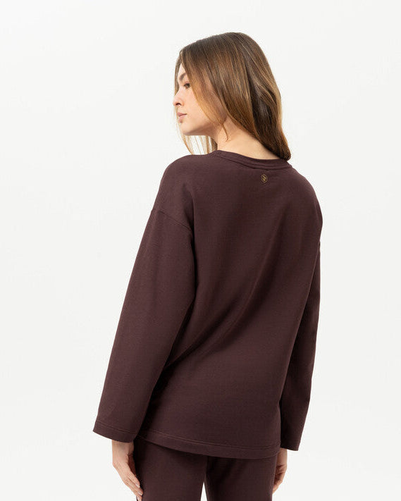 Sweatshirt genser casual relaxed loungewear Mey soulwear, Comfy Comfort bomull modal hot maroon, homewear dame norge frilin