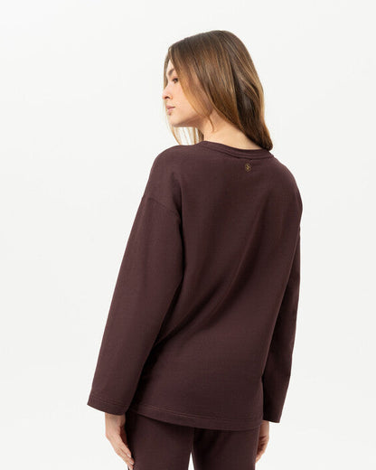 Sweatshirt genser casual relaxed loungewear Mey soulwear, Comfy Comfort bomull modal hot maroon, homewear dame norge frilin