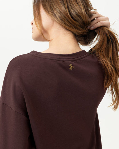 Sweatshirt genser casual relaxed loungewear Mey soulwear, Comfy Comfort bomull modal hot maroon, homewear dame norge frilin
