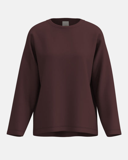 Sweatshirt genser casual relaxed loungewear Mey soulwear, Comfy Comfort bomull modal hot maroon, homewear dame norge frilin
