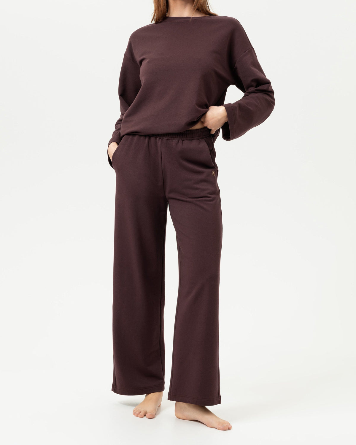 Joggebukse vid løs relaxed loungewear Mey soulwear, Comfy Comfort bomull modal hot maroon, homewear dame norge frilin