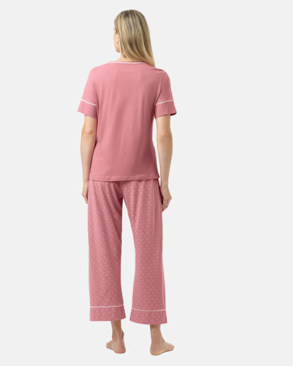 Pysjamas bomull Mey rosa dots rosewood pink, nattøy norge dame frilin undertøy