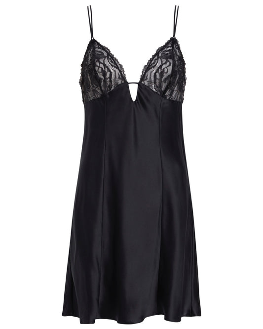 Nattkjole silke chemise, Calvin Klein, svart sort