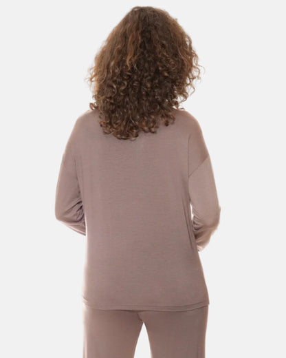 Pysjamas genser lang erme, pure chic Mey beige brun modal, undertøy norge dame frilin