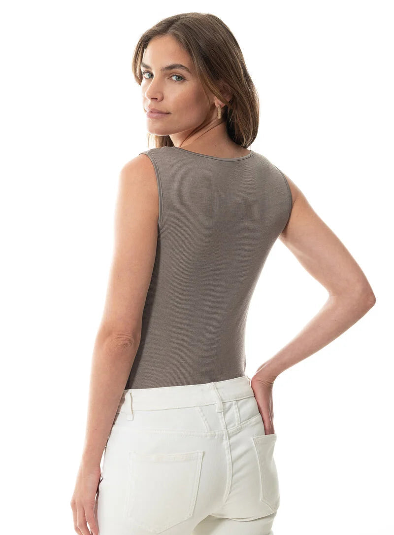 Ullundertøy merinoull silke, tank topp blonder wool love Mey taupe beige, Frilin undertøy norge dame