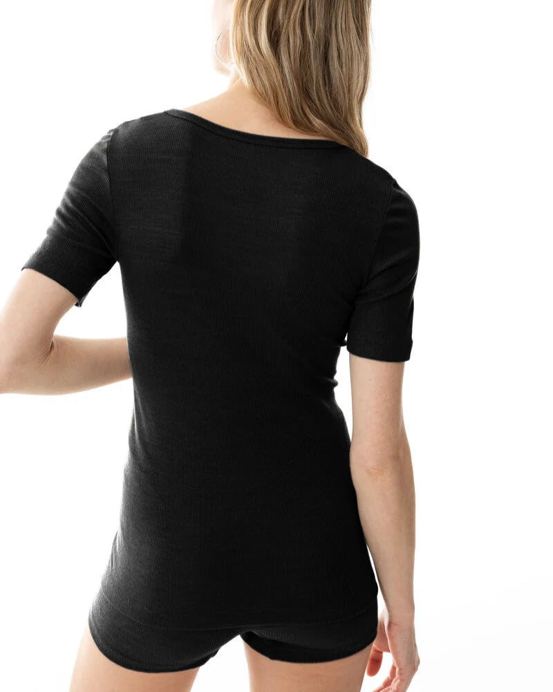 Ullundertøy merinoull silke, t-skjorte t-shirt black svart wool love Mey, Frilin undertøy norge dame