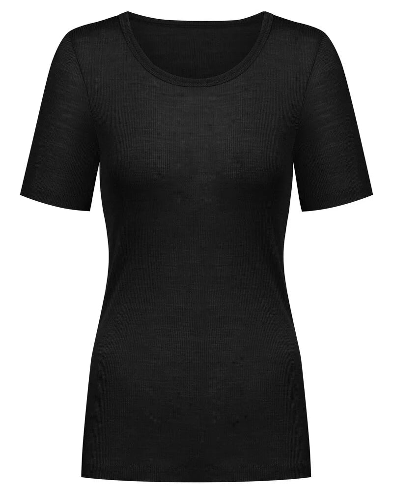 Ullundertøy merinoull silke, t-skjorte t-shirt black svart wool love Mey, Frilin undertøy norge dame
