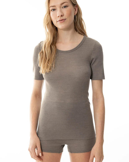 Ullundertøy merinoull silke, t-skjorte t-shirt taupe beige wool love Mey, Frilin undertøy norge dame