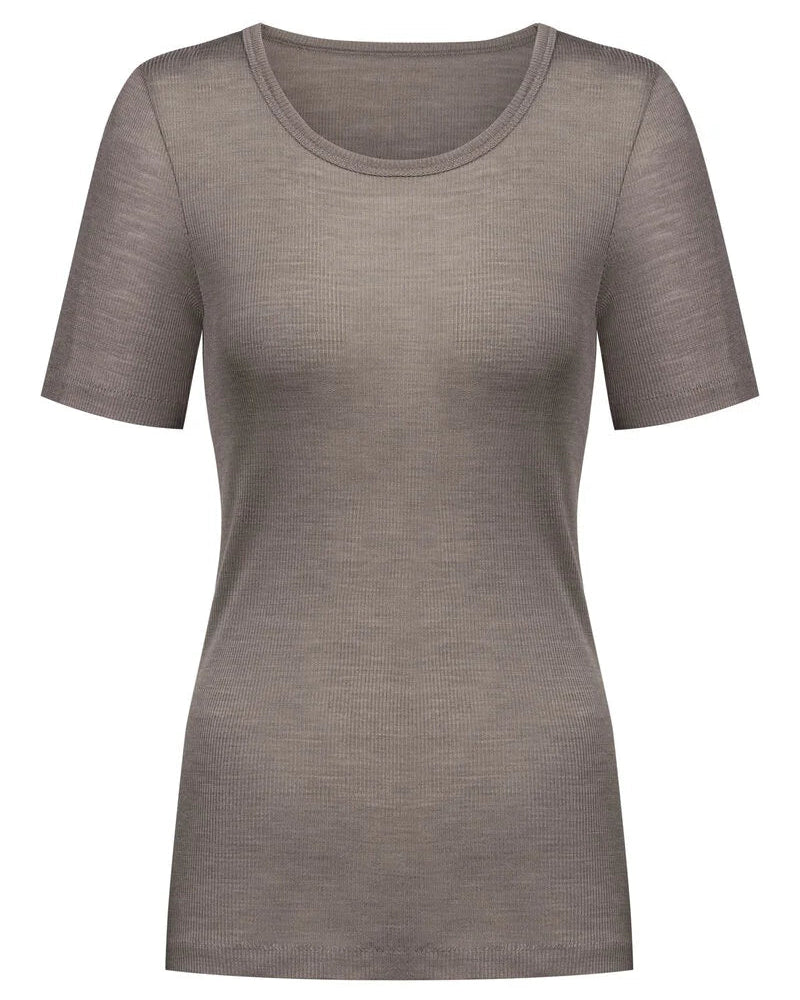 Ullundertøy merinoull silke, t-skjorte t-shirt taupe beige wool love Mey, Frilin undertøy norge dame