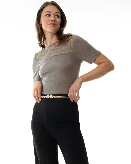 Ullundertøy merinoull silke, t-skjorte t-shirt blonder wool love Mey, Frilin undertøy norge dame