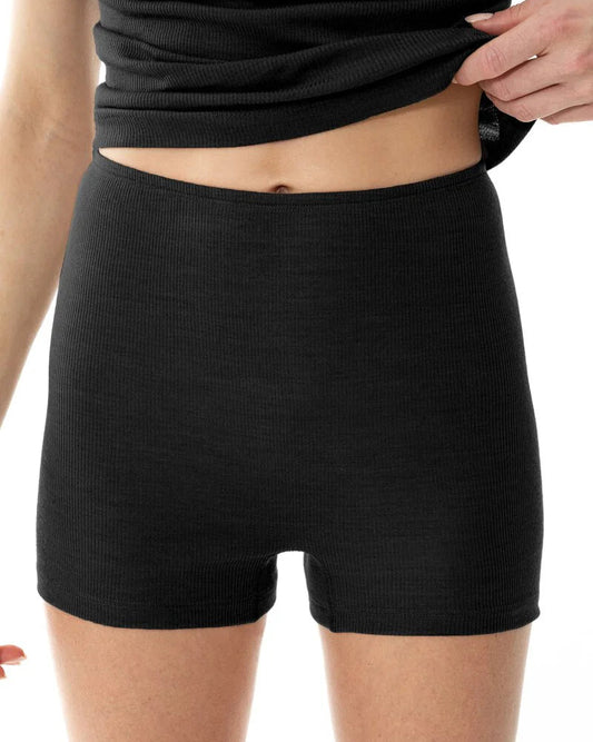Ull boxer shorts truse merinoull silke, mey wool love, black svart, frilin norge