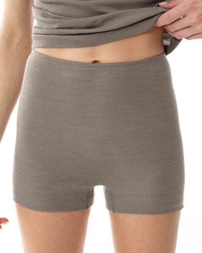 Ull boxer shorts truse merinoull silke, mey wool love, deep taupe beige brun, frilin norge
