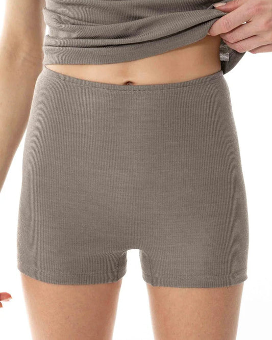 Ull boxer shorts truse merinoull silke, mey wool love, deep taupe beige brun, frilin norge