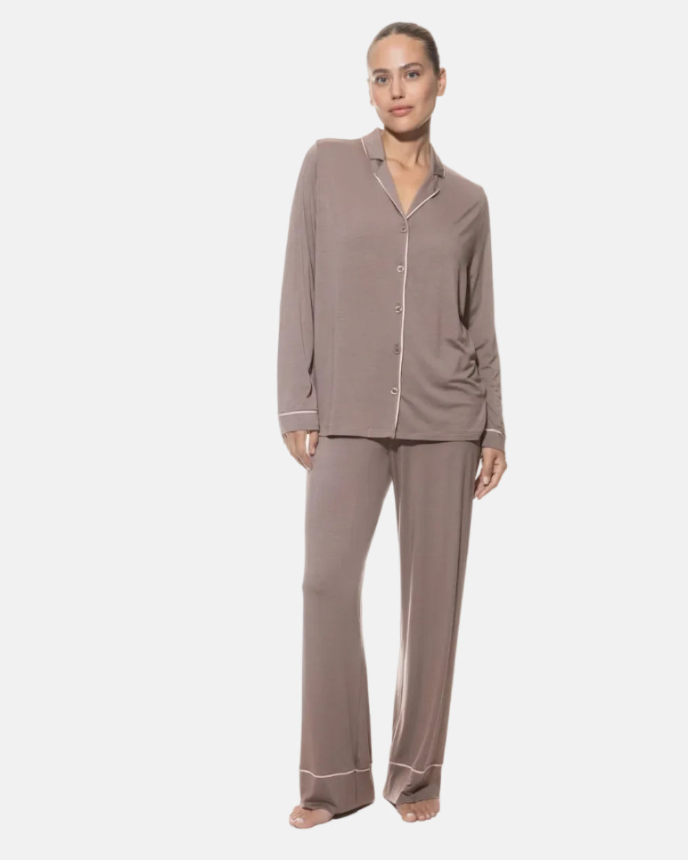 Pysjamas loungewear pure chic Mey beige brun modal, nattøy undertøy norge dame frilin