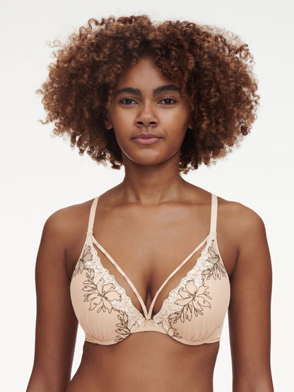 Undertøy BH push up plunge, nude beige, chantelle pulp