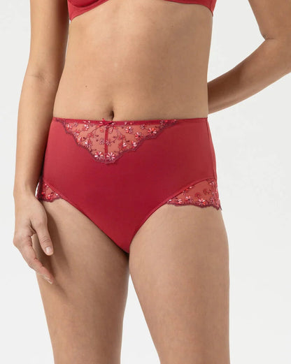 Truse høyt liv high waist Mey delightful rød red, blonde blomster undertøy dame frilin norge