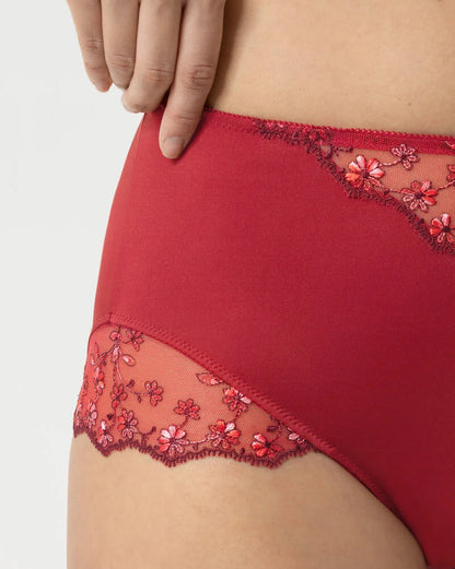 Truse høyt liv high waist Mey delightful rød red, blonde blomster undertøy dame frilin norge