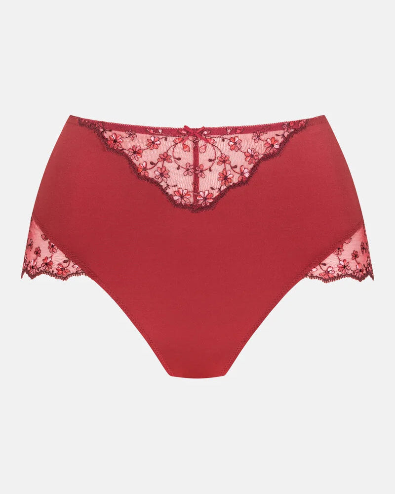 Truse høyt liv high waist Mey delightful rød red, blonde blomster undertøy dame frilin norge
