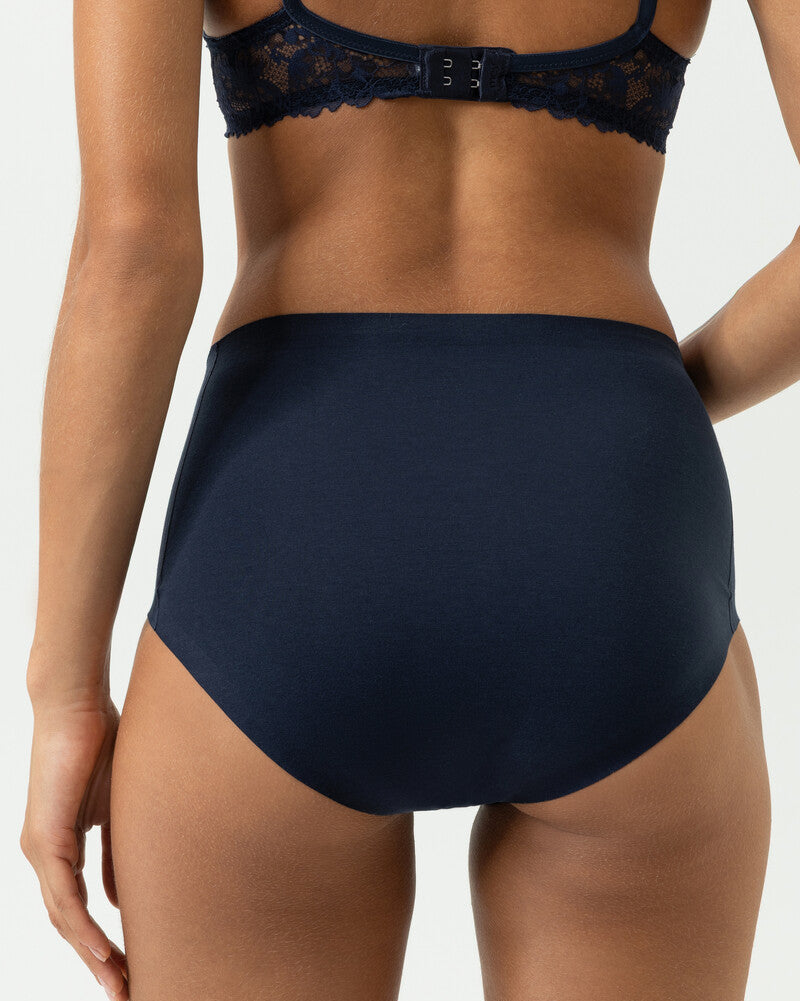 Truse høyt liv high waist brief blå blue navy bomull, natural second me Mey, Frilin undertøy norge dame