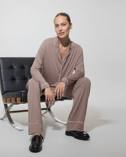 Pysjamas loungewear pure chic Mey beige brun modal, nattøy undertøy norge dame frilin