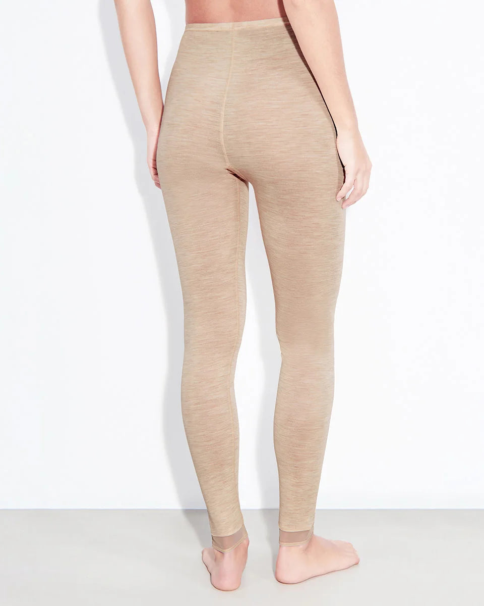 Leggings tights stilongs i ull merinoull, chantelle femilet juliana wool heather nude beige, norge frilin dame undertøy