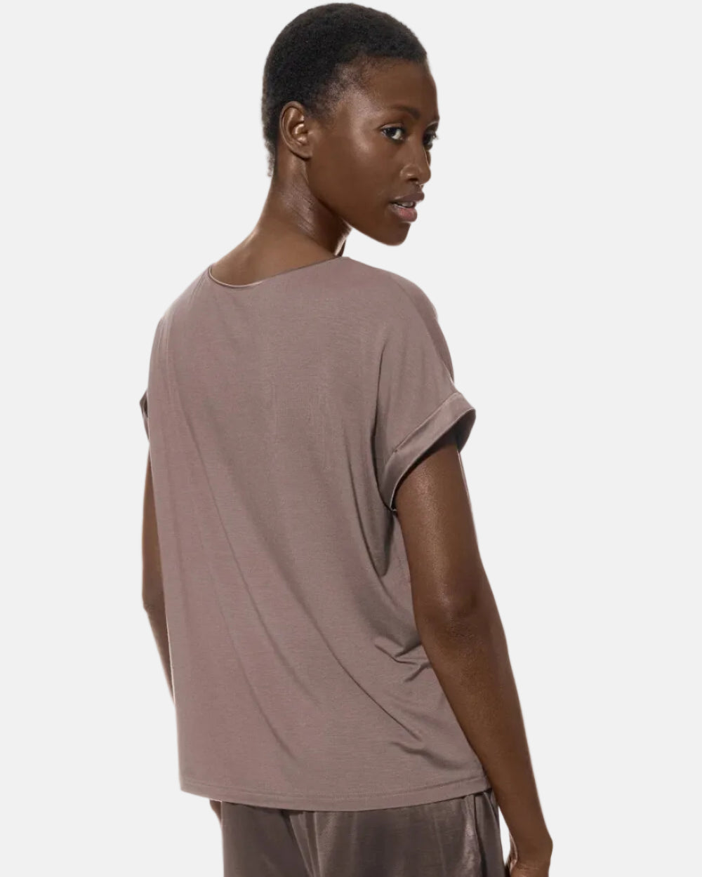 Pysjamas loungewear T-skjorte, pure chic Mey beige brun modal, undertøy norge dame frilin