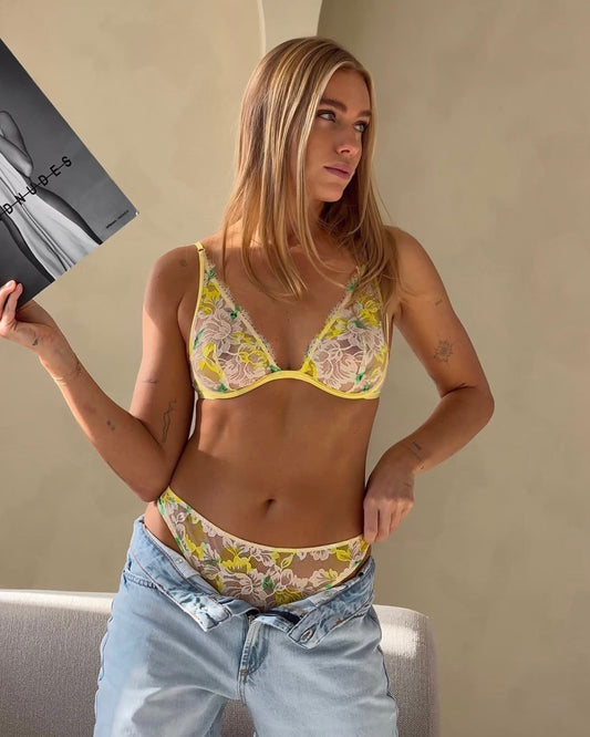 BH Mey amazing gul blomster sunny honey plunge uvattert, undertøy frilin norge dame