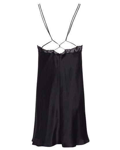 Nattkjole silke chemise, Calvin Klein, svart sort