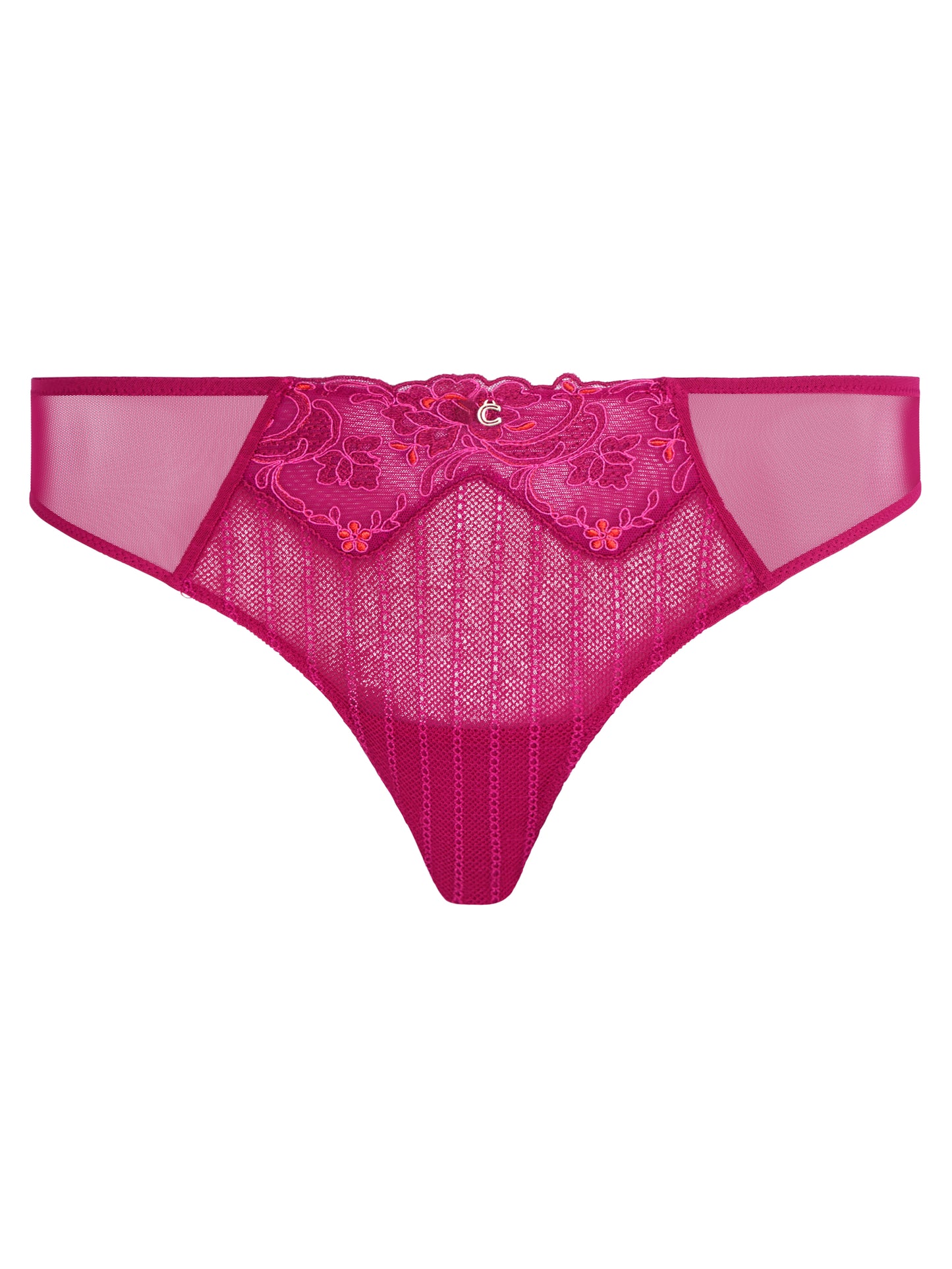 Undertøy thong tanga string, chantelle, dame, rosa rød ruby