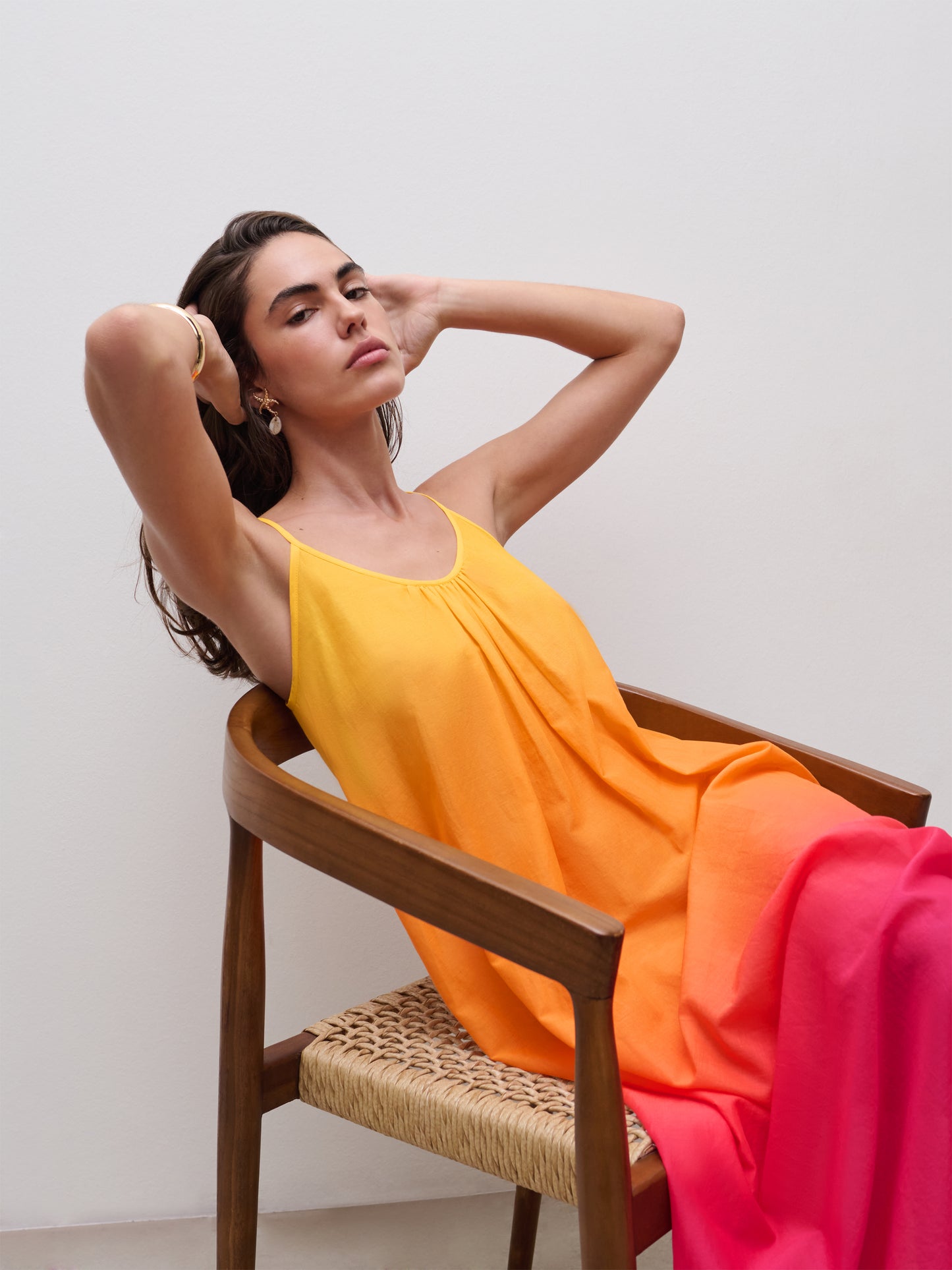 Strandkjole sommerkjole bomull oransje rosa tie dye, chantelle pulp frilin