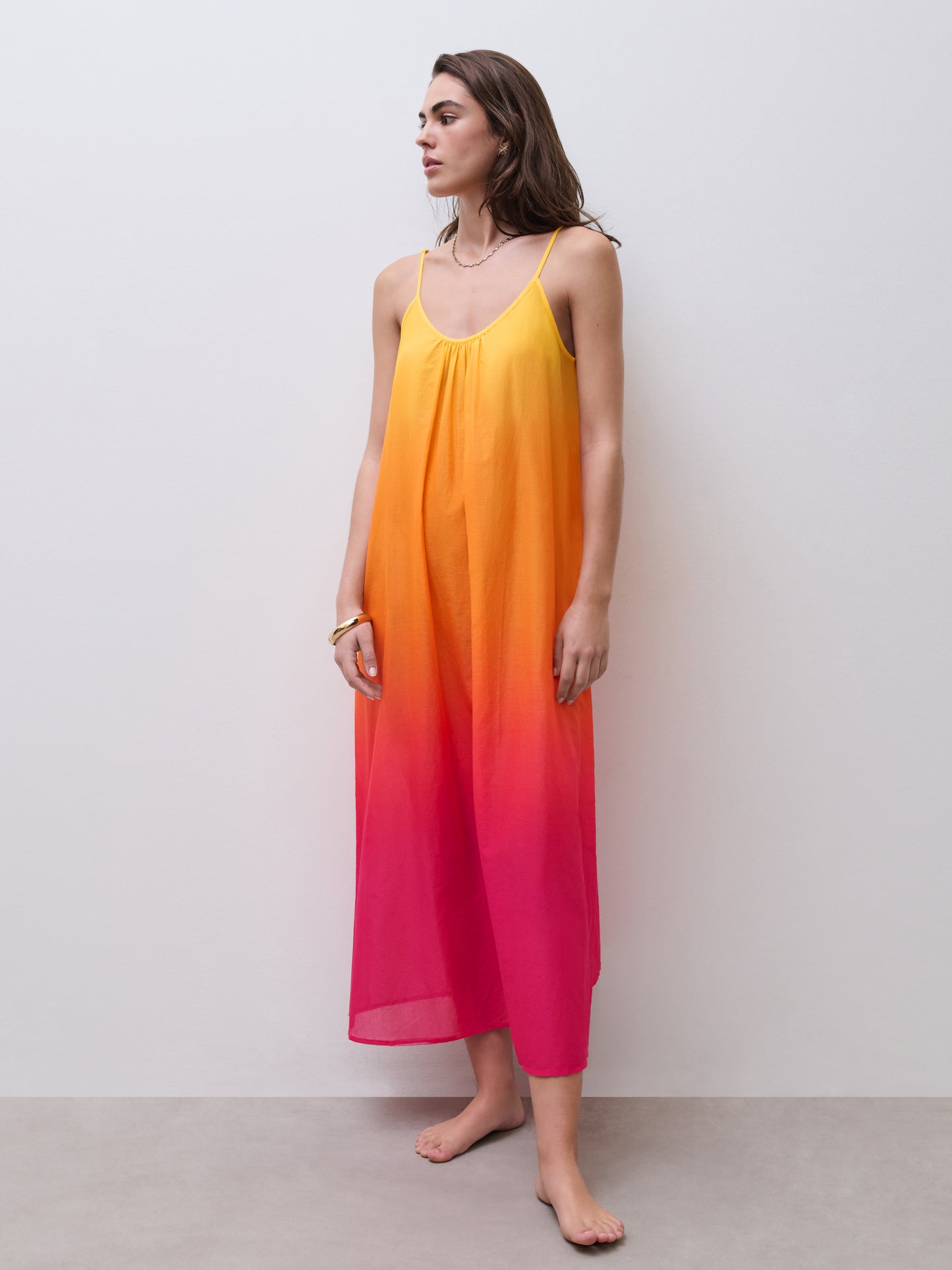 Strandkjole sommerkjole bomull oransje rosa tie dye, chantelle pulp frilin