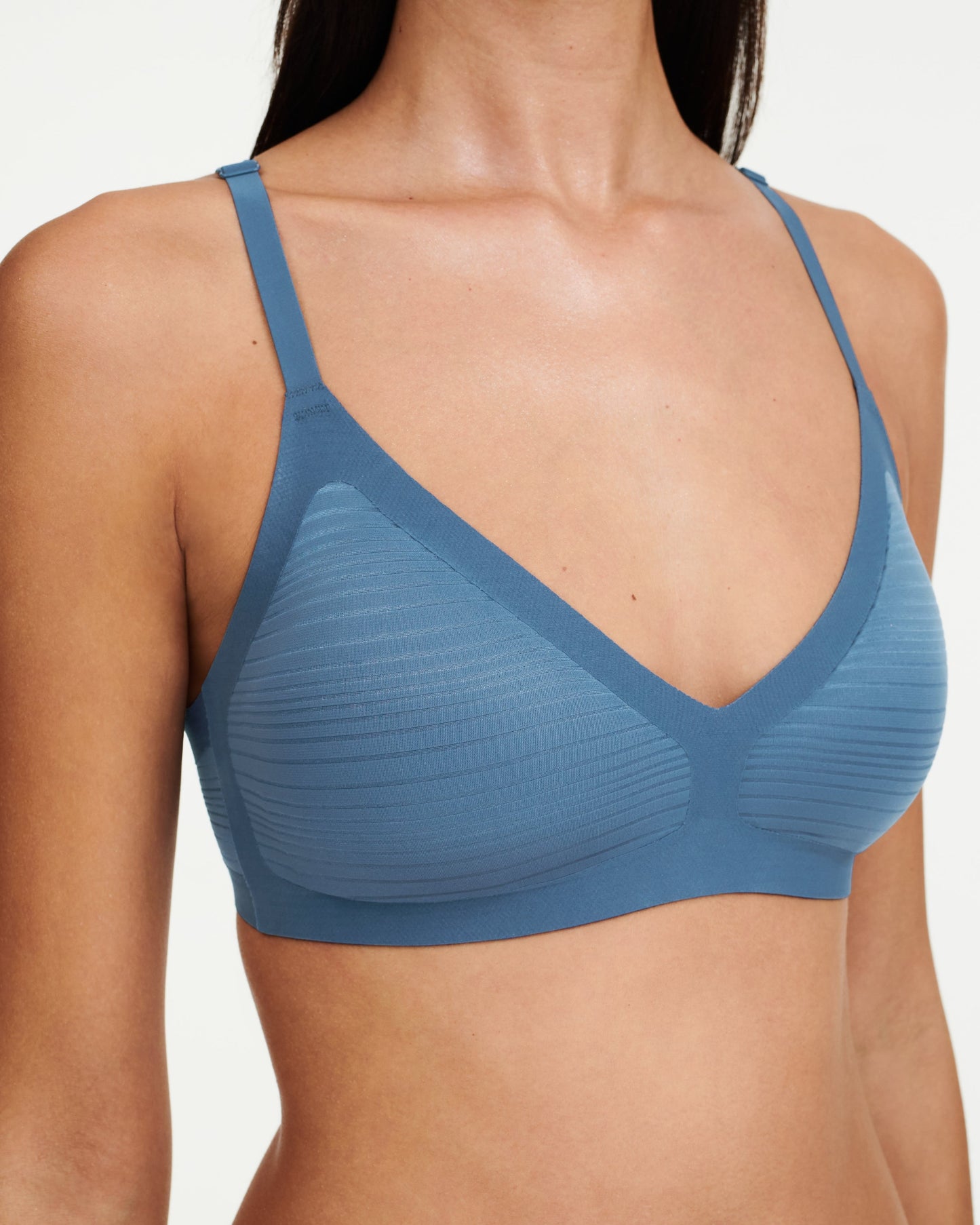 Undertøy bralette topp, dame norge, chantelle, softstretch stripes, blå jeans