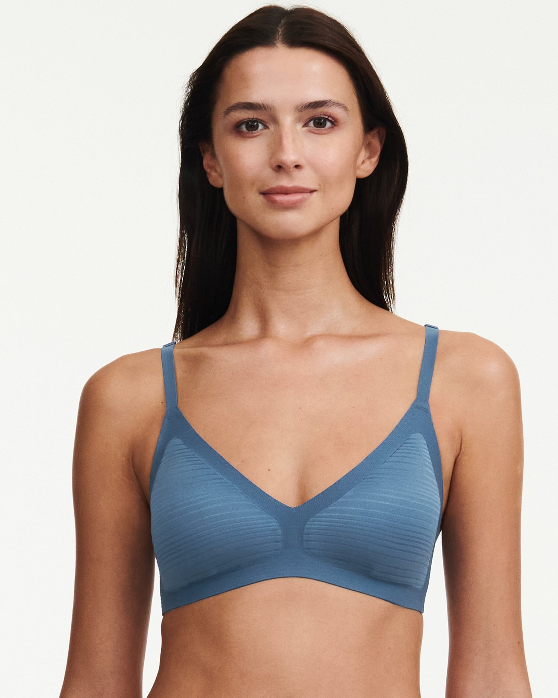 Undertøy bralette topp, dame norge, chantelle, softstretch stripes, blå jeans